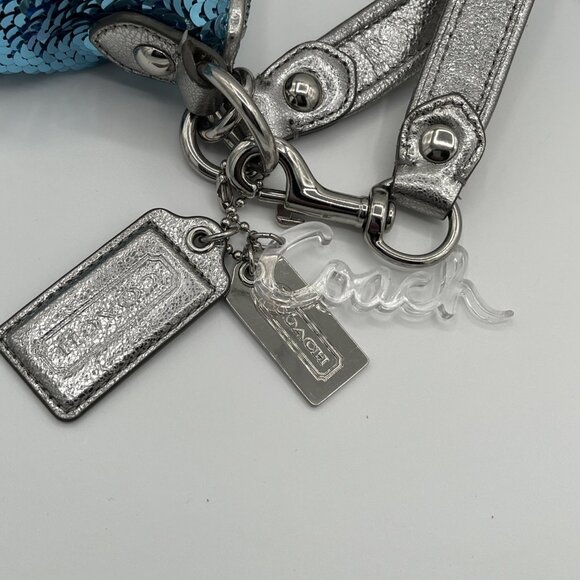 RARE Coach Poppy Turquoise Sequin Spotlight 2-Way Shoulder Bag Handbag - Picture 7 of 12